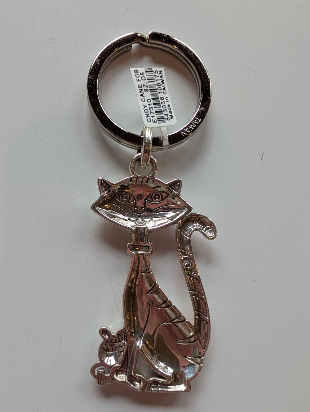 Brighton E17310 Candy Cane Cat Key Fob - Picture 4 of 5